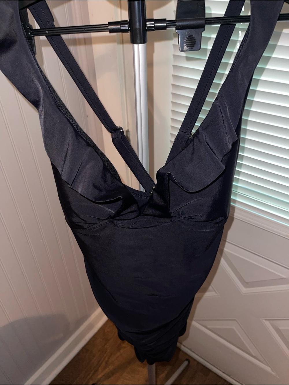 Kona Sol Black Ruffled One-Piece Swimsuit